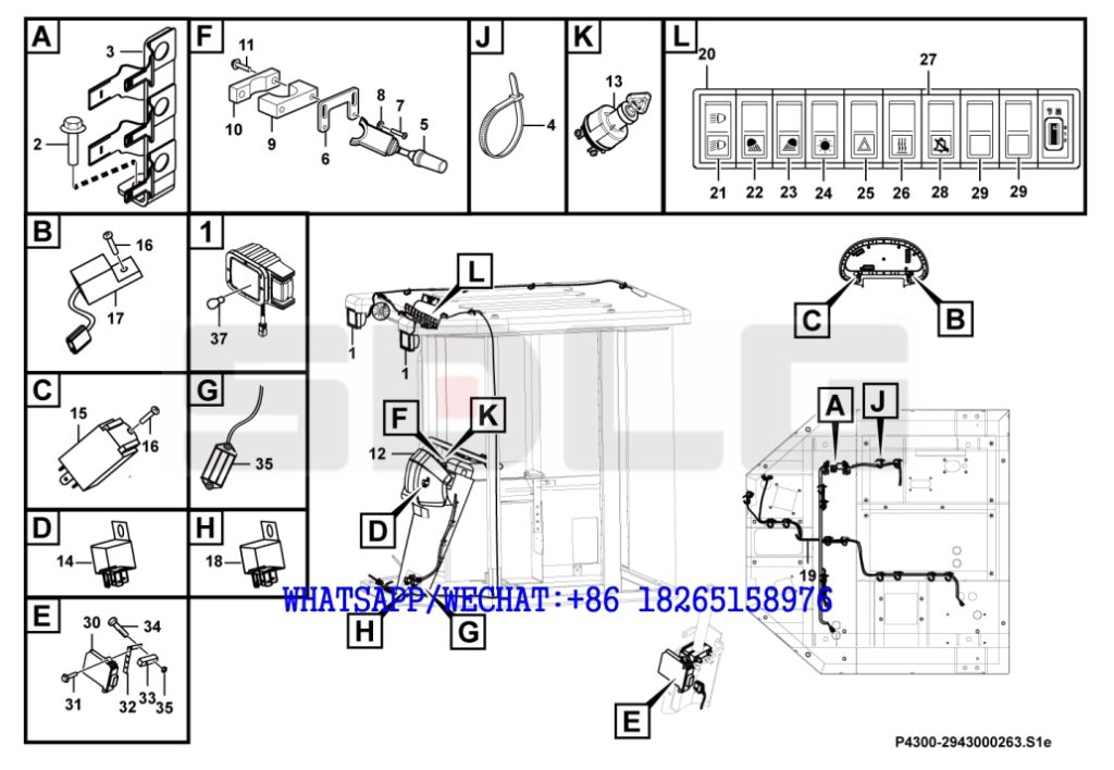 101 SDLG LG933 WHEEL LOADER WITH YUCHAI ENGINE Cab electric system P4300-2943000263