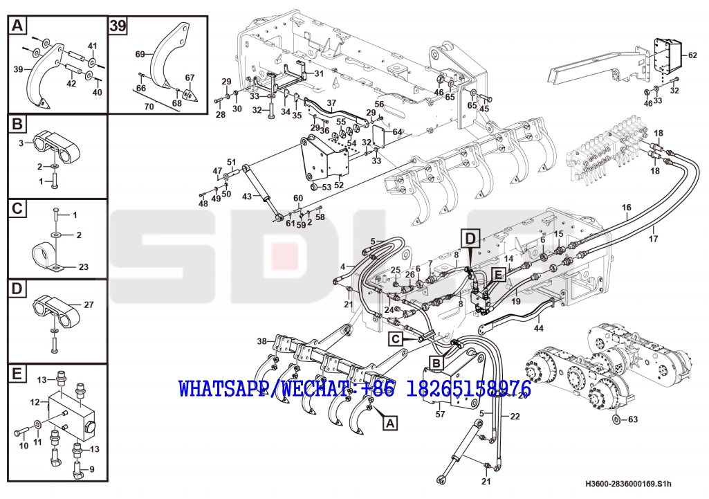 102 SDLG G9190 MOTOR GRADER Ripper assembly H3600-2836000169