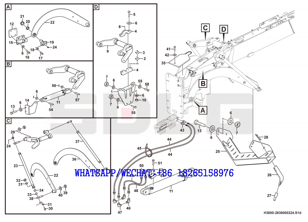 103 SDLG G9190 MOTOR GRADER Scarifier assembly H3600-2836000224