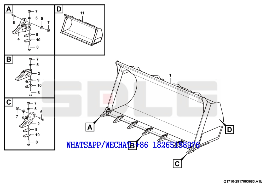 103 SDLG LG936 WHEEL LOADER Bucket assembly Q1710-2917003683