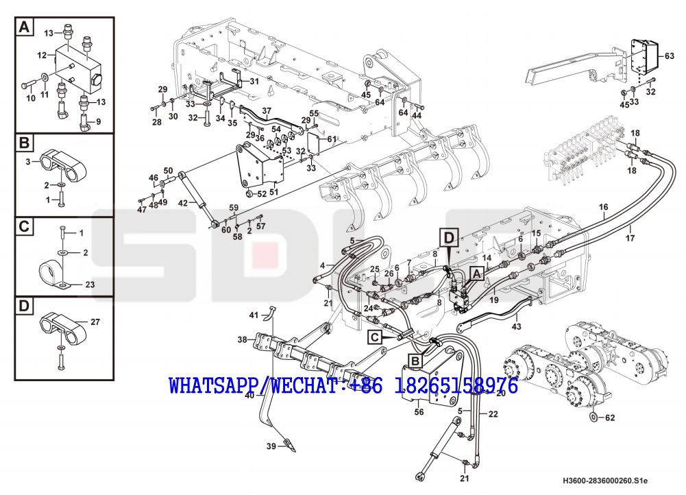 106 SDLG G9190 MOTOR GRADER Parallel four-link rear ripper assembly H3600-2836000260