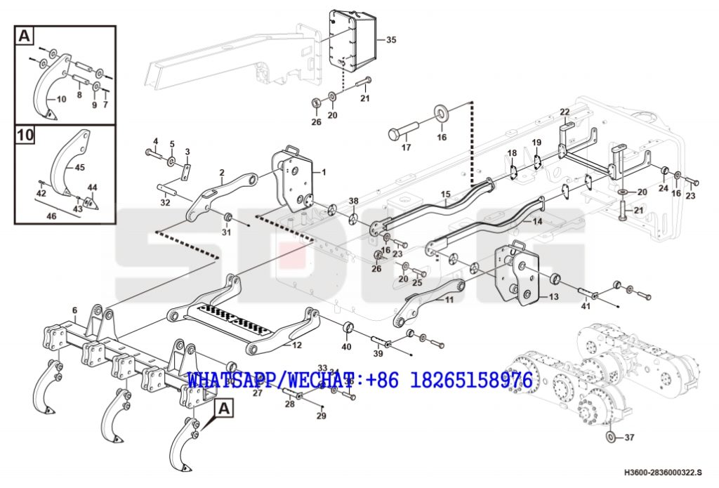 108 SDLG G9190 MOTOR GRADER Parallel four-link rear ripper H3600-2836000322