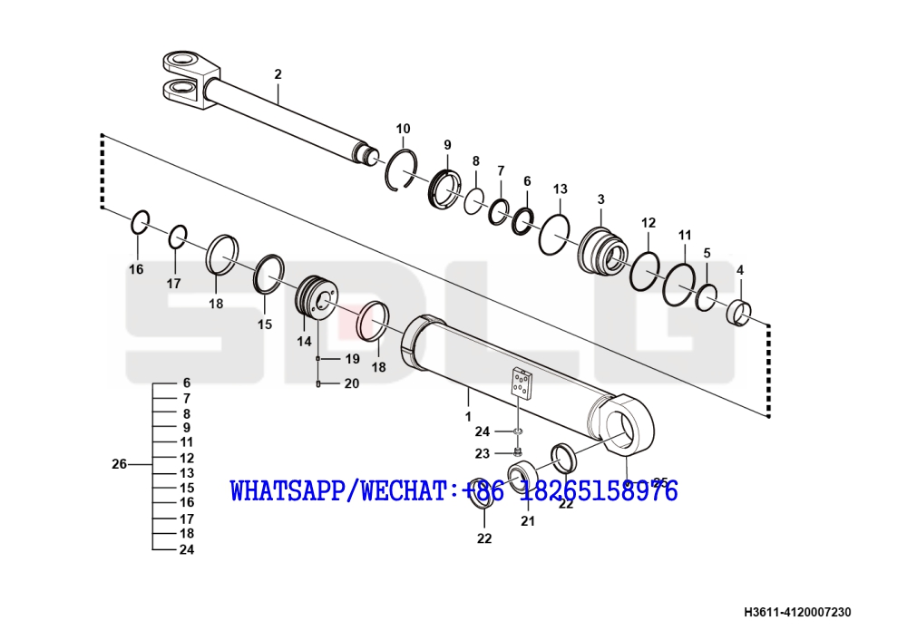 109 SDLG G9190 MOTOR GRADER (3713CH) Ripper telescopic cylinder H3611-4120007230