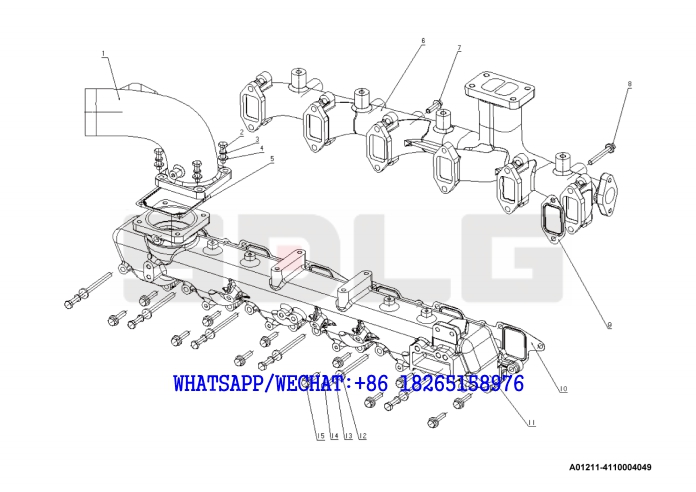 11 YUCHAI YC6J125-T302 (J8N0L4) DIESEL ENGINE Air inlet pipe assembly A01211-4110004049