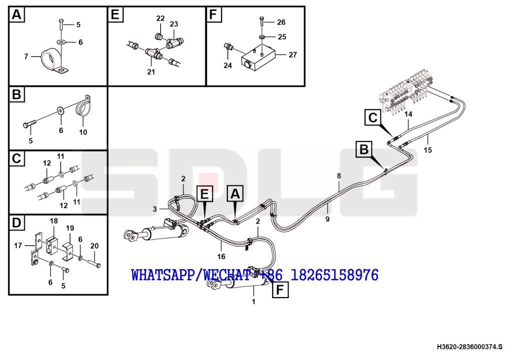 110 SDLG G9190 MOTOR GRADER Parallel four-link rear ripper hydraulic assembly H3620-2836000374