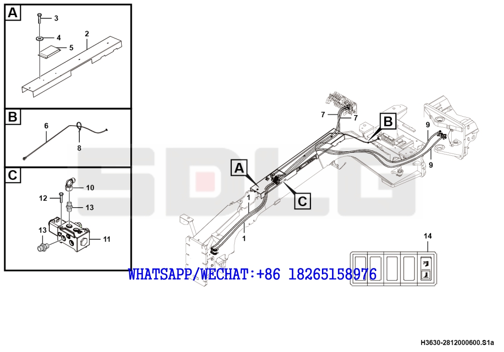 111 SDLG G9190 MOTOR GRADER Three attached hydraulic assembly H3630-2812000600