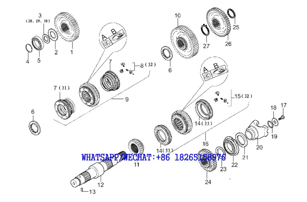 12 SDLG B877 BACKHOE LOADER PARTS CATALOG Secondary shaft (axis c) C7-4110001921