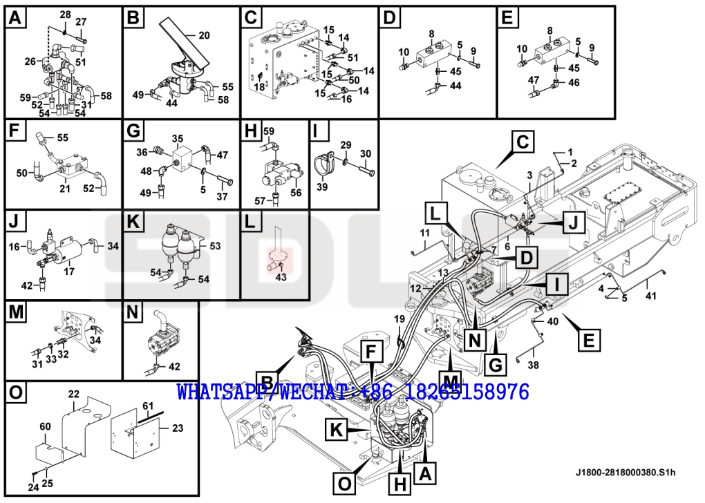 122 SDLG G9190 MOTOR GRADER Service brake assembly J1800-2818000380