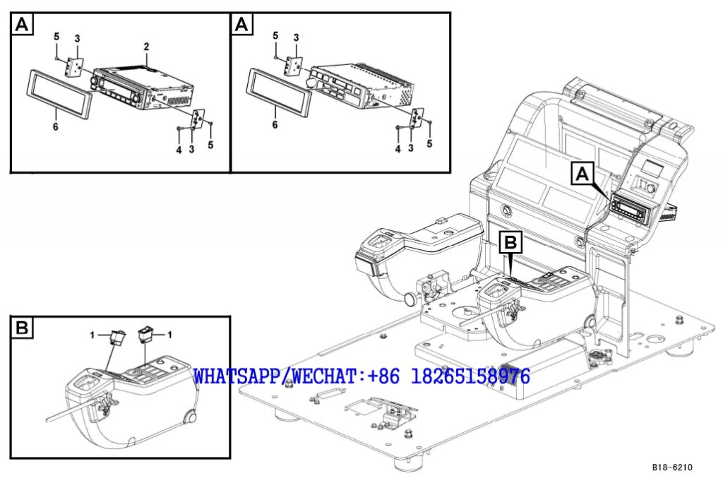 135 SDLG LG6225E HYDRAULIC EXCAVATOR Cassette radio recorder with mounting details B18-6210