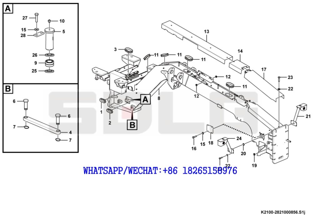 139 SDLG G9190 MOTOR GRADER Front frame system K2100-2821000856