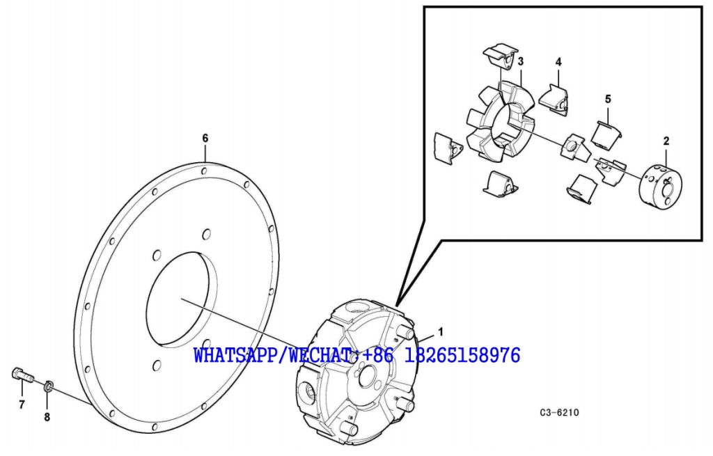 139 SDLG LG6225E HYDRAULIC EXCAVATOR Pump gearbox with assembling parts C3-6210