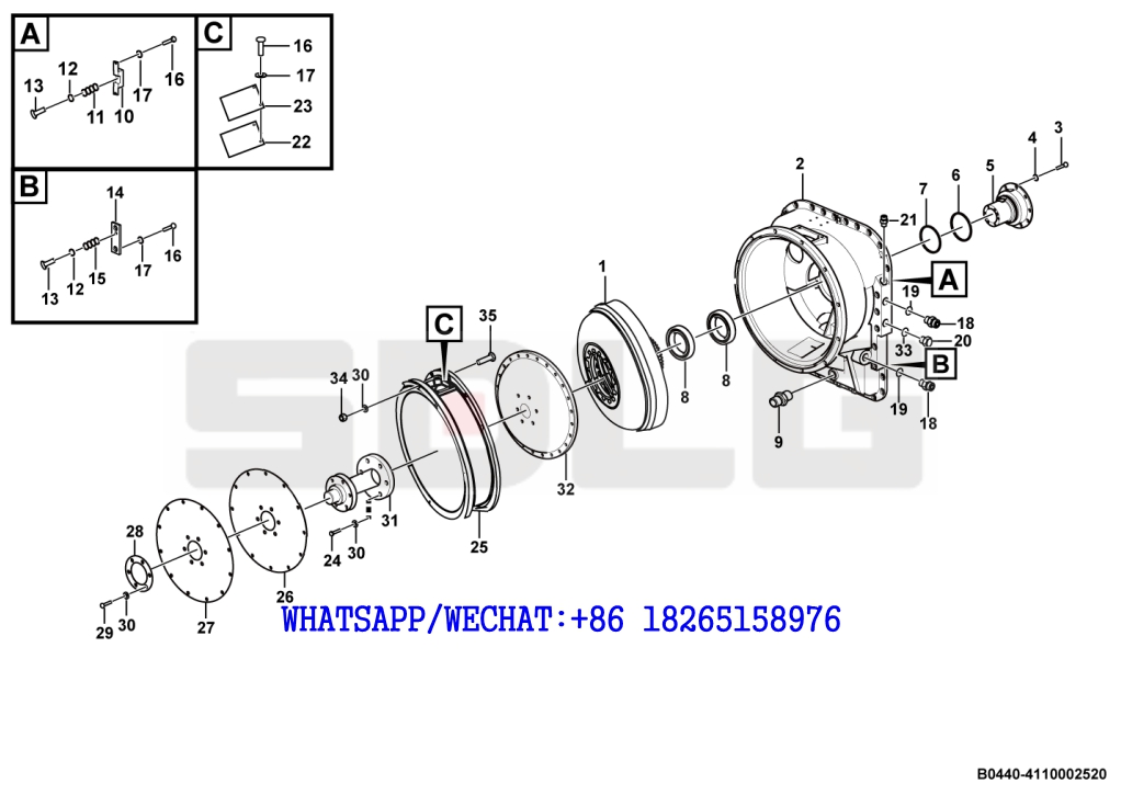 14 SDLG LG936 WHEEL LOADER (610101) Torque converter B0440-4110002520