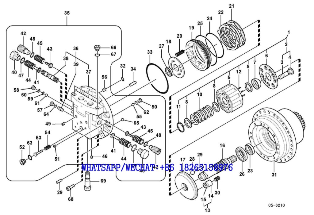 141 SDLG LG6225E HYDRAULIC EXCAVATOR Travel motor C5-6210