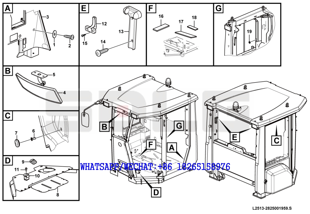 146 SDLG G9190 MOTOR GRADER Cab interior parts L2513-2825001959