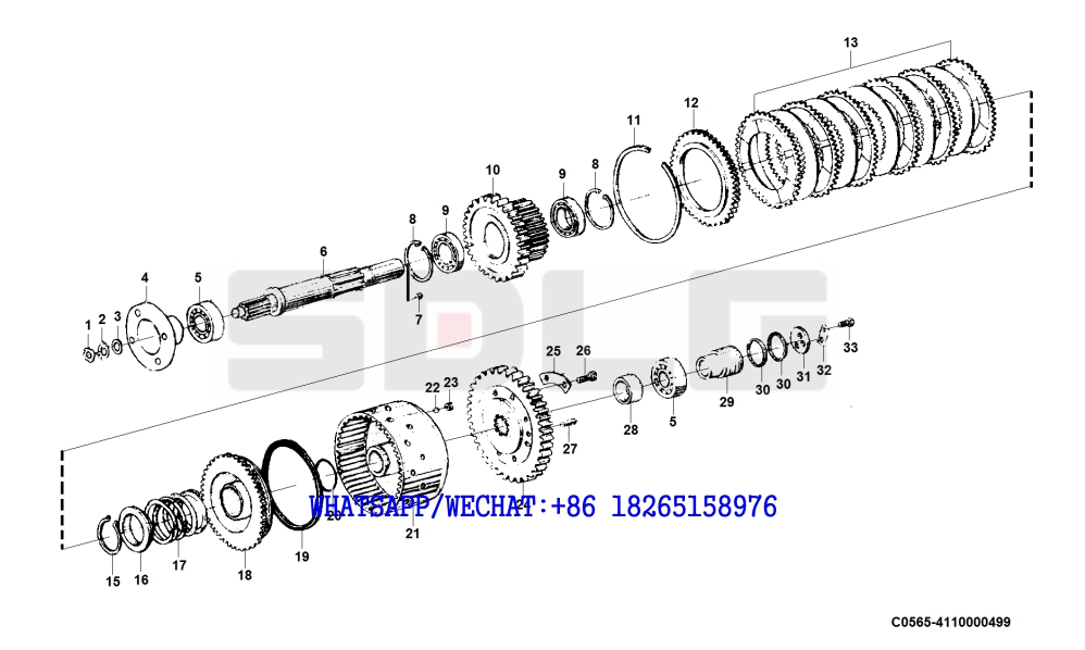 15 SDLG LG933 WHEEL LOADER WITH YUCHAI ENGINE (330101) Input shaft C0565-4110000499