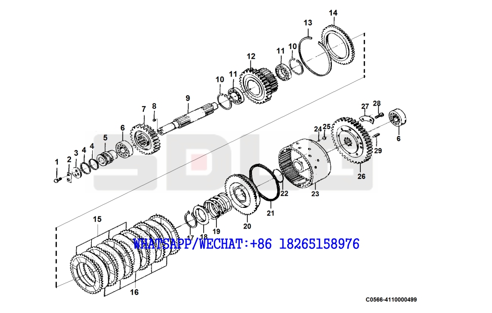 16 SDLG LG933 WHEEL LOADER WITH YUCHAI ENGINE (330101) Drive shaft C0566-4110000499