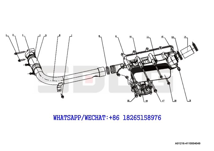 16 YUCHAI YC6J125-T302 (J8N0L4) DIESEL ENGINE Oil cooler assembly A01216-4110004049