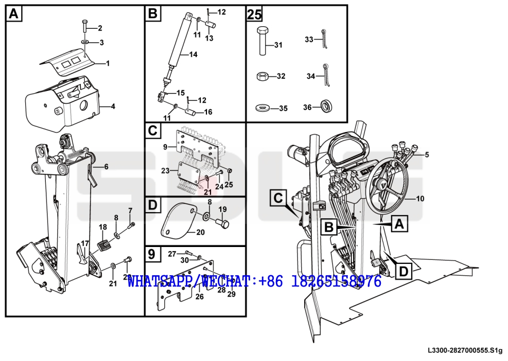 160 SDLG G9190 MOTOR GRADER Operating platform assembly L3300-2827000555