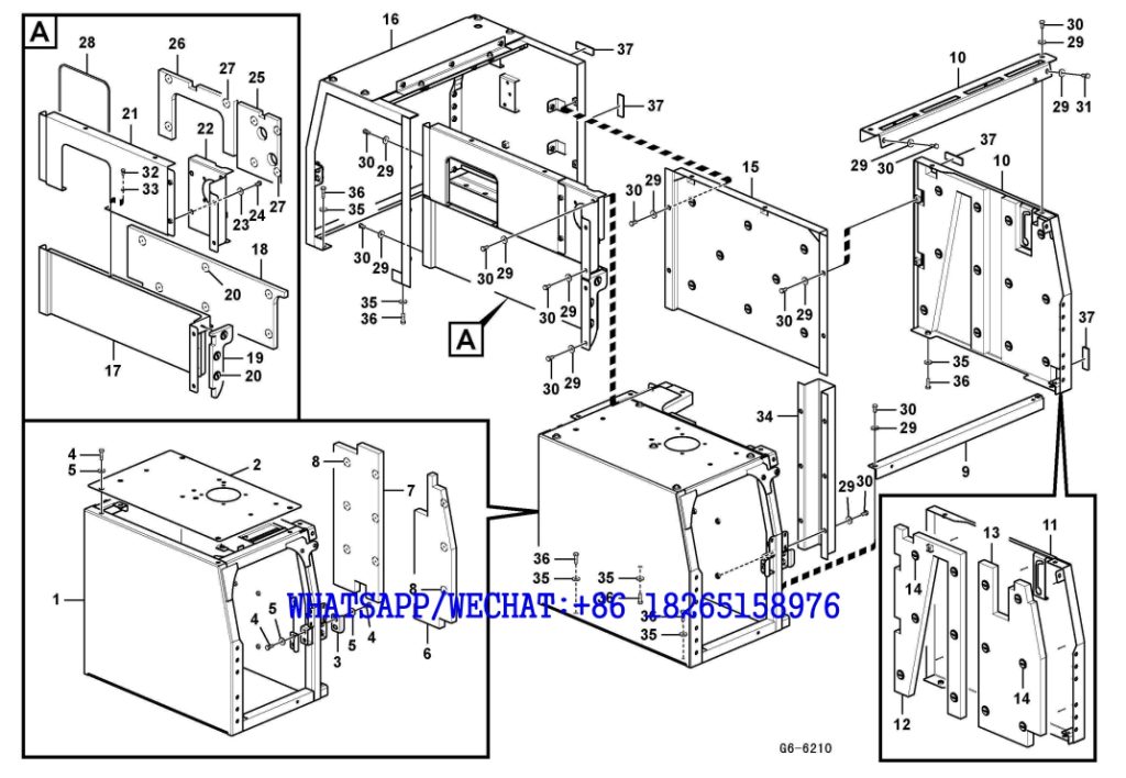 162 SDLG LG6225E HYDRAULIC EXCAVATOR Cowl frame G6-6210