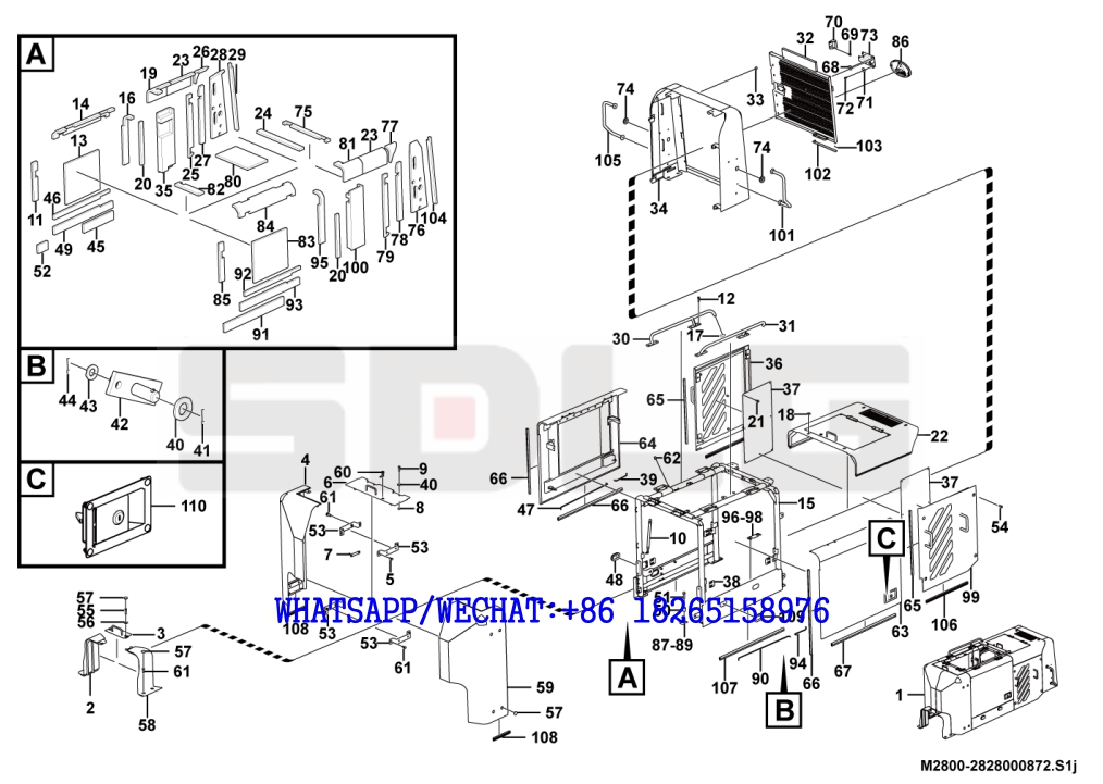 167 SDLG G9190 MOTOR GRADER Engine bonnet assembly M2800-2828000872