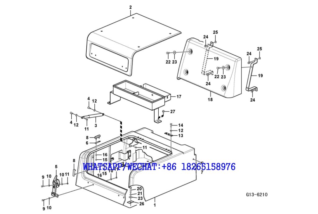 169 SDLG LG6225E HYDRAULIC EXCAVATOR Hood tool box G13-6210