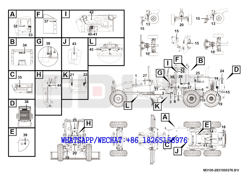 177 SDLG G9190 MOTOR GRADER Identificationdecal M3100-2831000376