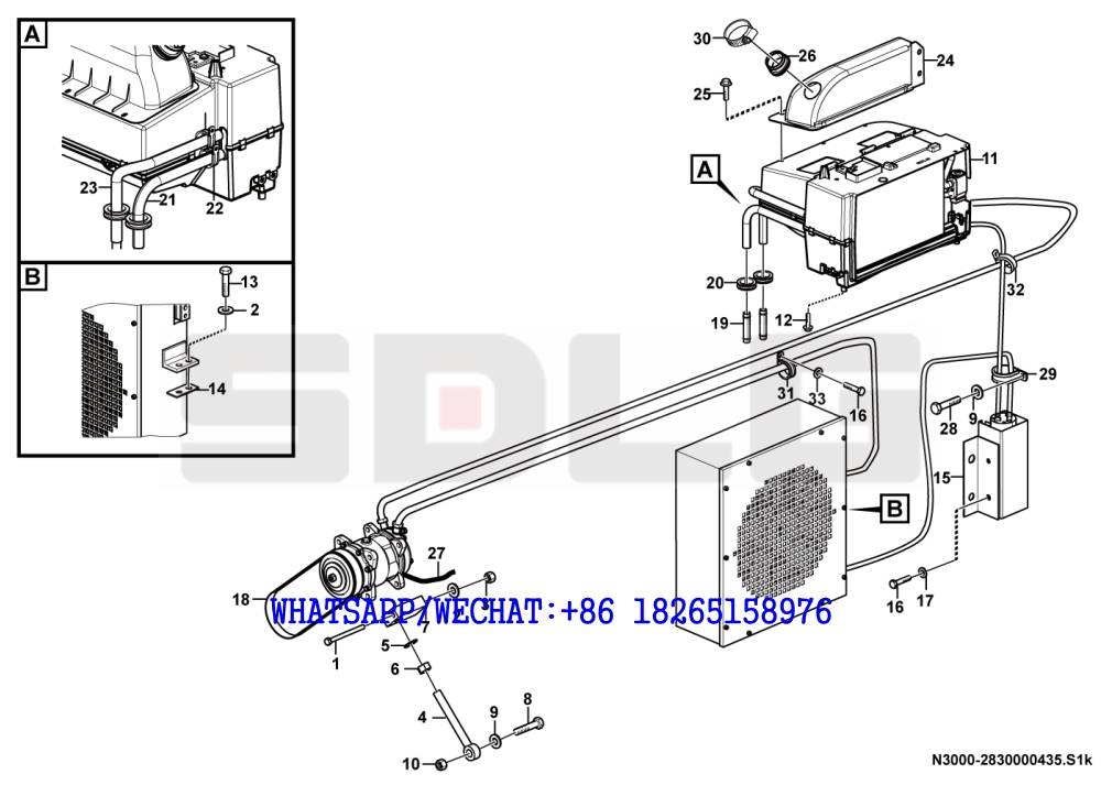 179 SDLG G9190 MOTOR GRADER Air conditioning system N3000-2830000435