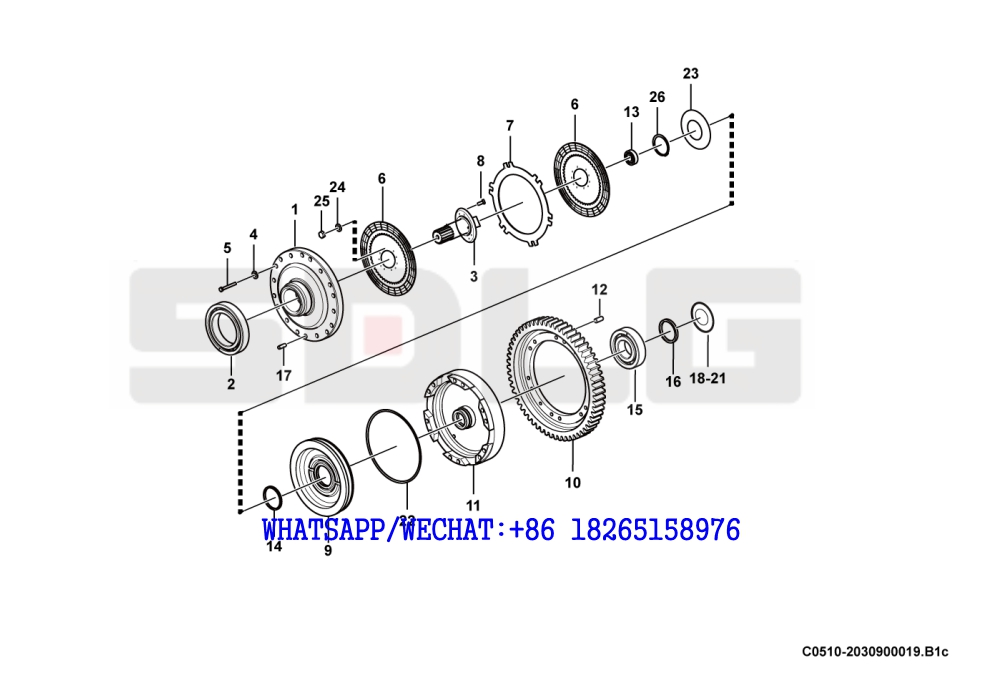 18 SDLG LG936 WHEEL LOADER 4th shaft assembly C0510-2030900019