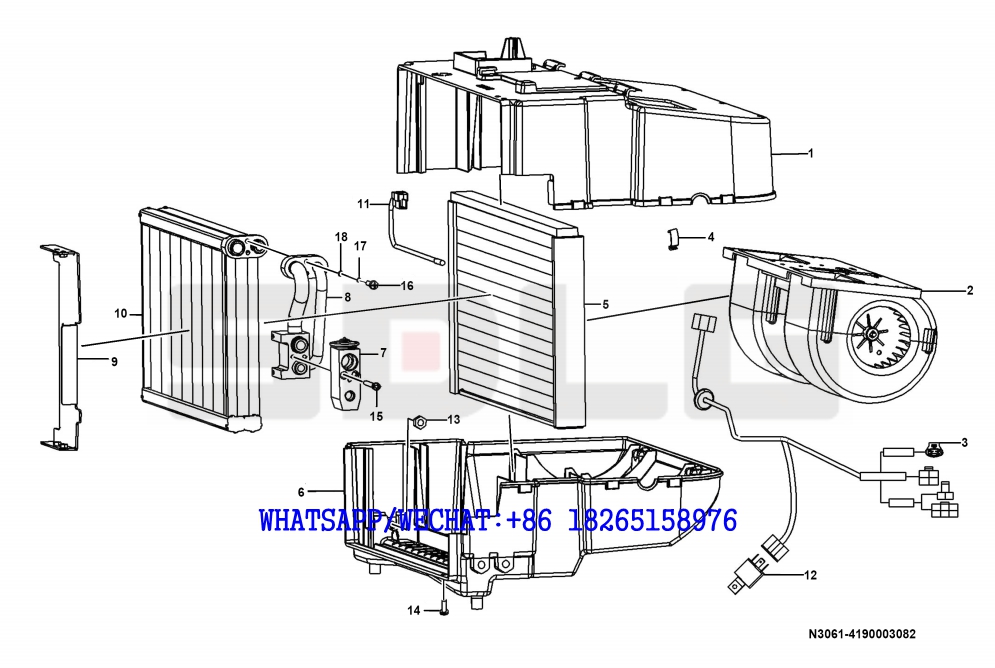 181 SDLG G9190 MOTOR GRADER (330112) Evaporator N3061-4190003082