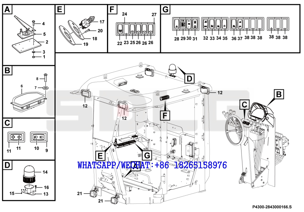 186 SDLG G9190 MOTOR GRADER Cab External electric system P4300-2843000166