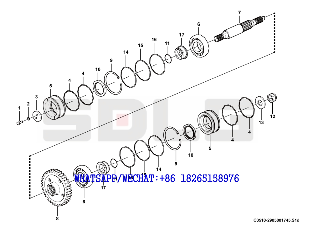 19 SDLG LG936 WHEEL LOADER Output shaft C0510-2905001745