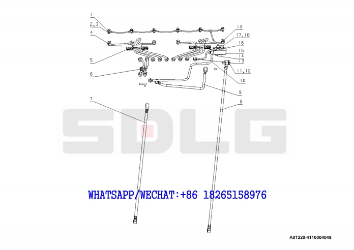 20 YUCHAI YC6J125-T302 (J8N0L4) DIESEL ENGINE Fuel pipe assembly A01220-4110004049