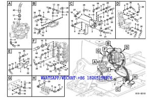 207 SDLG LG6225E HYDRAULIC EXCAVATOR Servo system,control valve piping H19-6210