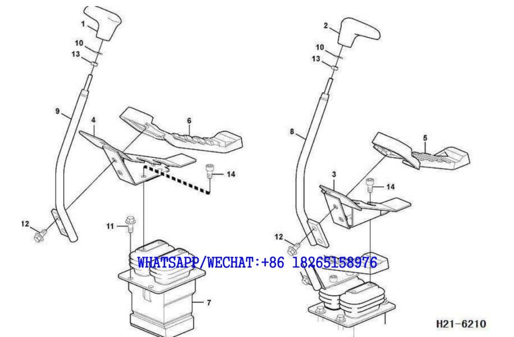 209 SDLG LG6225E HYDRAULIC EXCAVATOR Remote control valve pedal with fitting parts H21-6210