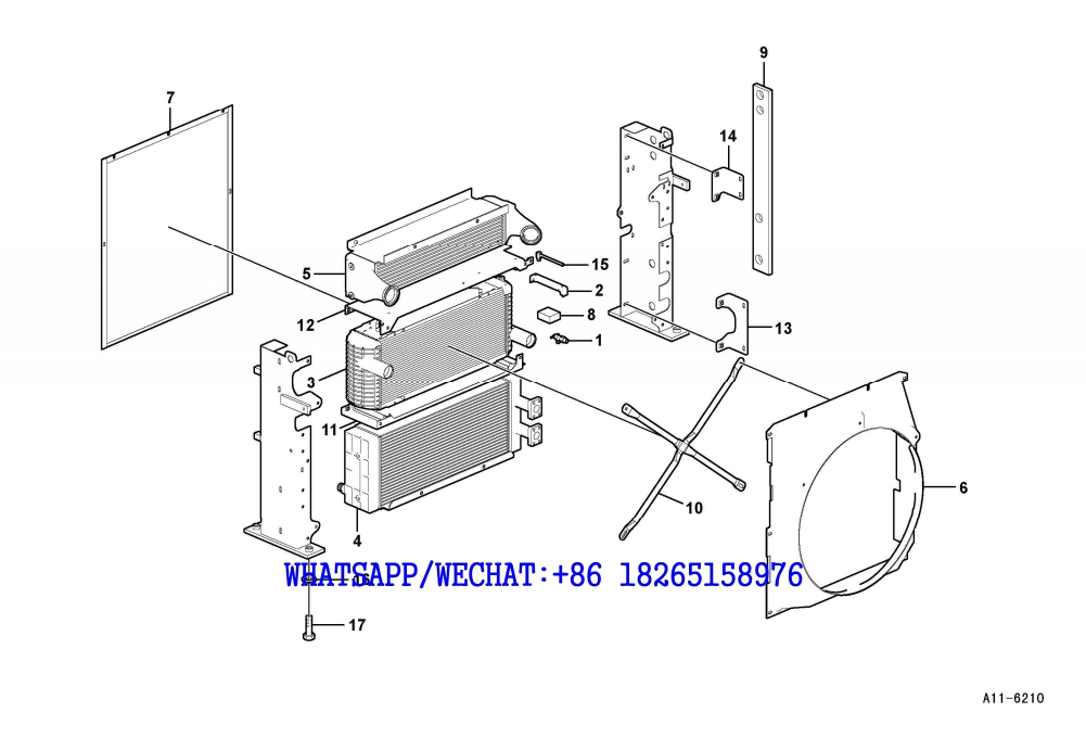 21 SDLG LG6225E HYDRAULIC EXCAVATOR Radiator assembly A11-6210