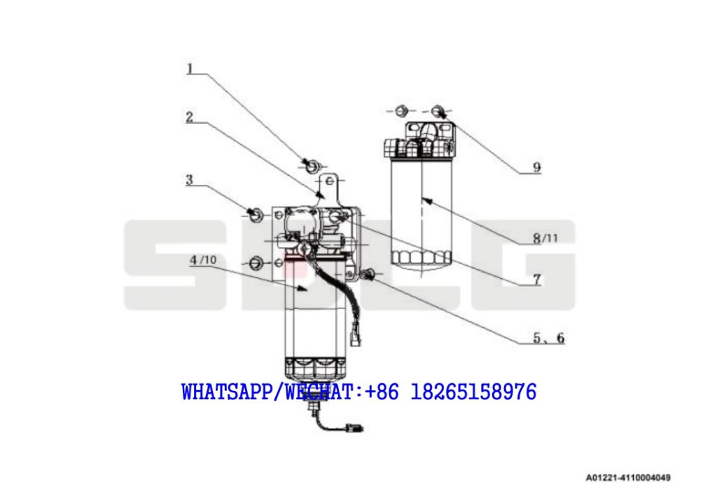 21 YUCHAI YC6J125-T302 (J8N0L4) DIESEL ENGINE Fuel filter A01221-4110004049