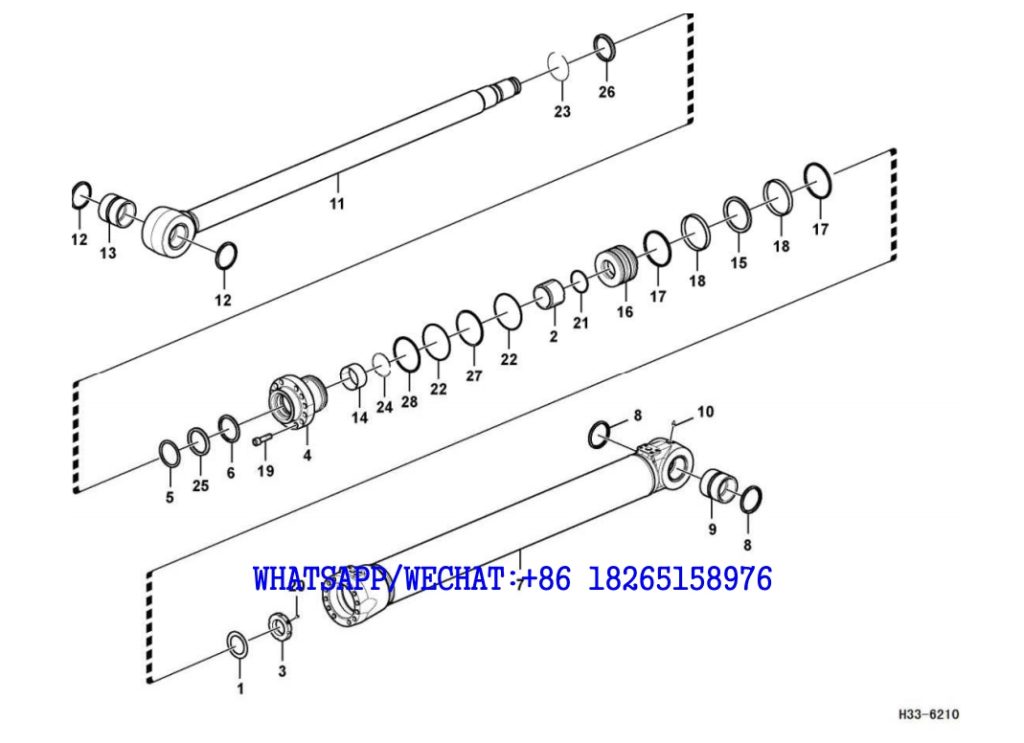 221 SDLG LG6225E HYDRAULIC EXCAVATOR Boom cylinder H33-6210