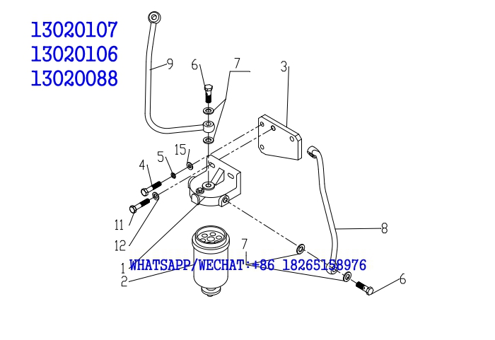 24 WEICHAI TD226B DIESEL ENGINE FUEL FILTER ASSEMBLY 13020107 13020106 13020088