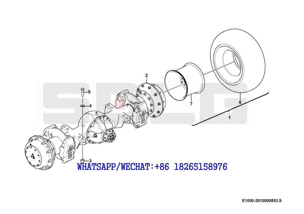 25 SDLG RS8140 ROAD ROLLER Rear axle assembly E1000-2810000853