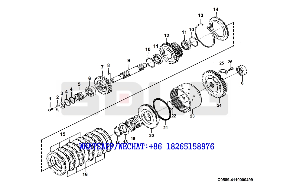 27 SDLG LG933 WHEEL LOADER WITH YUCHAI ENGINE (370804) Intermediate shaft assembly C0589-4110000499