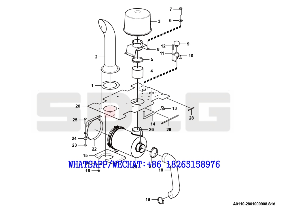 3 SDLG G9190 MOTOR GRADER Engine suction line A0110-2801000908