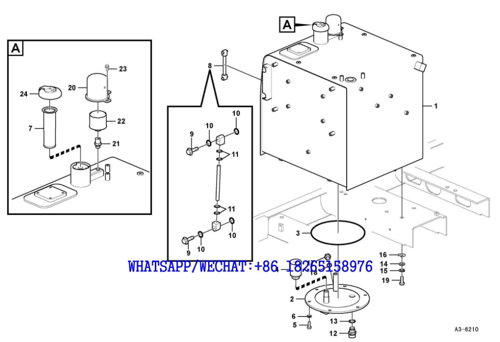 3 SDLG LG6225E HYDRAULIC EXCAVATOR Fuel tank with fitting parts A3-6210