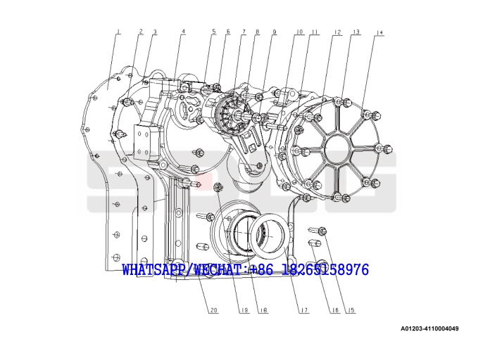 3 YUCHAI YC6J125-T302 (J8N0L4) DIESEL ENGINE Timing gear casing assembly