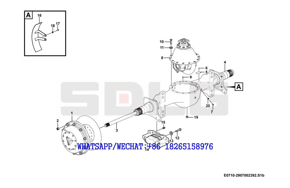 36 SDLG LG933 WHEEL LOADER WITH YUCHAI ENGINE A20-2 Front axle E0710-2907002392