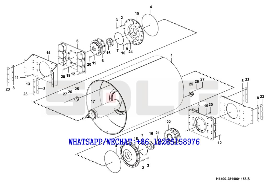 37 SDLG RS8140 ROAD ROLLER Drum H1400-2814001158