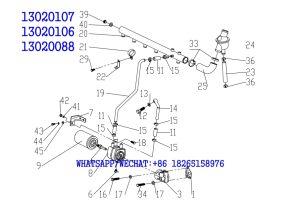 38 WEICHAI TD226B DIESEL ENGINE COOLING SYSTEM ASSEMBLY 13020107 13020106 13020088