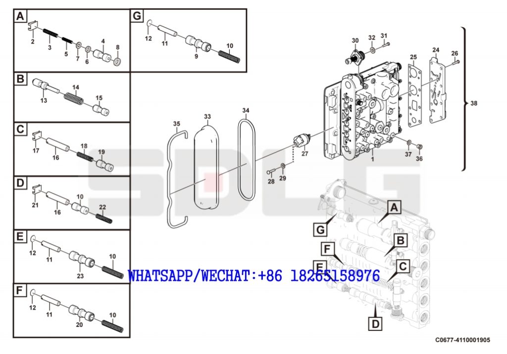 40 SDLG G9190 MOTOR GRADER 4644 159 Control valve parts C0677-4110001905