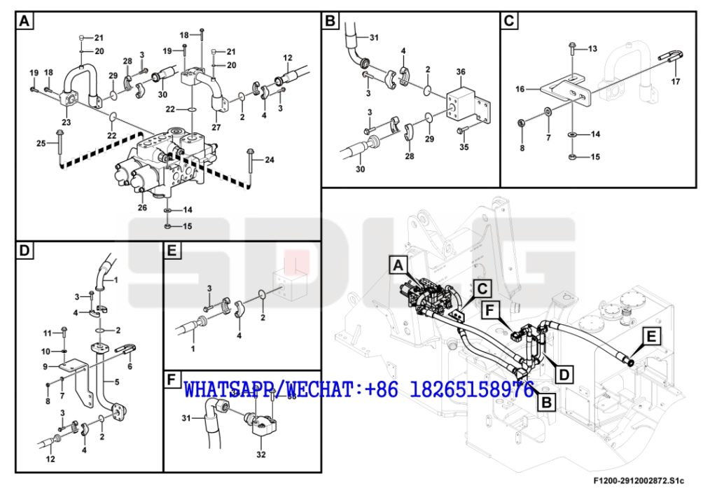 40 SDLG LG936 WHEEL LOADER Hydraulic control assembly F1200-2912002872