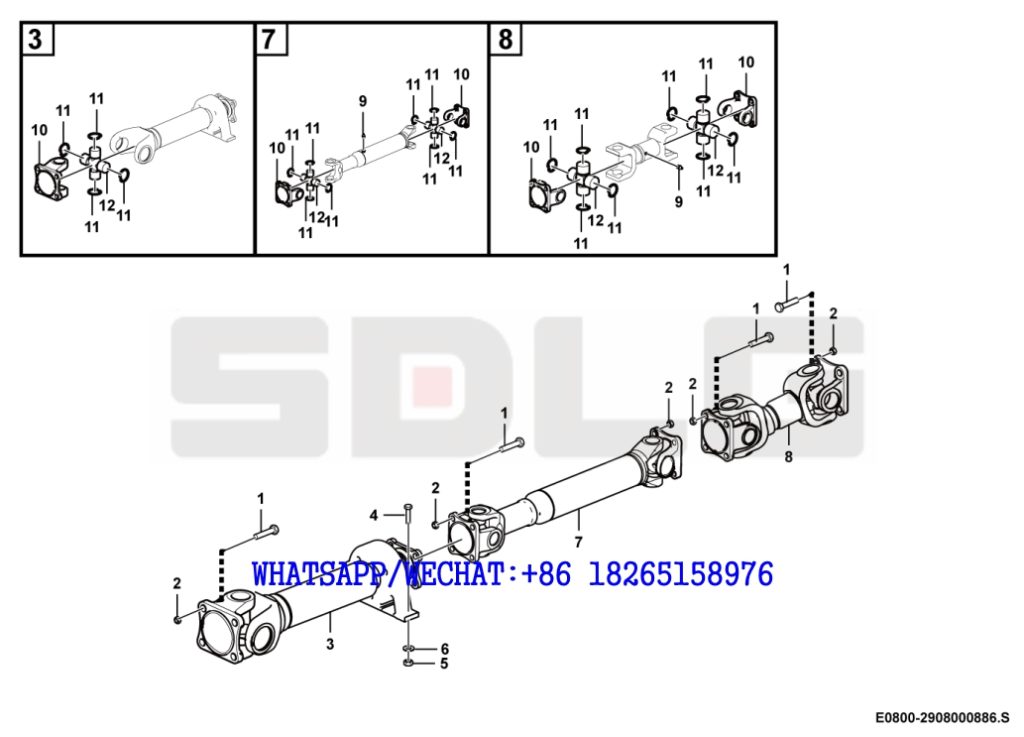 42 SDLG LG933 WHEEL LOADER WITH YUCHAI ENGINE Propeller shaft E0800-2908000886