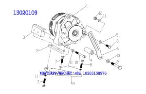 42 WEICHAI TD226B DIESEL ENGINE ALTERNATOR AND BRAKET ASSEMBLY 13020109